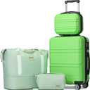 Kono Luggage Set 4 Piece Carry On Hardside Luggage with TSA Lock Spinner Wheels Carry On Suitcase Apple Green (Carry-On Travel Set (DB/TB/12/20"))