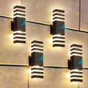 Dusk to Dawn Outdoor Light Fixture 4 Pack, 14W IP65 3000K 1100LM Warm White Outdoor Wall Lights, up and Down Lights Outdoor, Aluminum Waterproof Outside Lights for House Porch Patio (Jet Black)