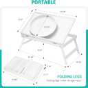 Bamboo Lap Desks Bed Table White Breakfast Tray with Folding Legs Kitchen Serving Tray for Notebook Computer Bed Platters Desk Snack Tray(White)