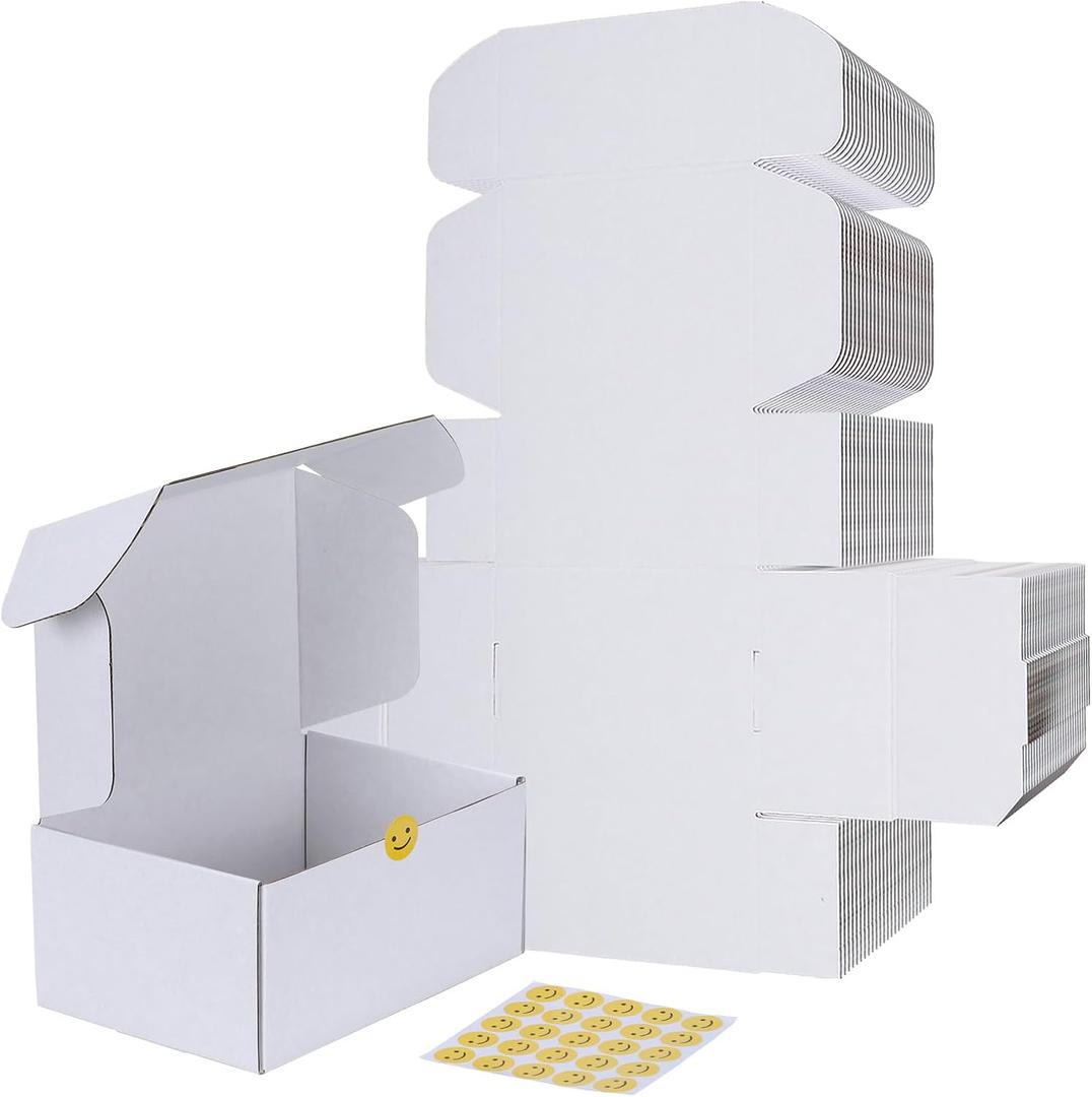 RLAVBL 9x6x4 Shipping Boxes Set of 25, White Corrugated Cardboard Box for Packing, Mailing, Business