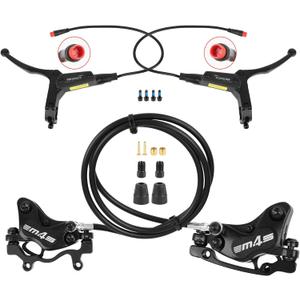 JFOYH 4-Pistons E-Bike Hydraulic Disc Brakes Set for Elecric Bike with Power-Off Sensor, Ebike Hydraulic Brake Upgrade kit with 2-PIN Power-Off Sensor Male Connector JFOYH 4-Pistons E-Bike Hydraulic Disc Brakes Set for Elecric Bike with Power-Off Sensor, Ebike Hydraulic Brake Upgrade kit with 2-PIN Power-Off Sensor Male Connector
