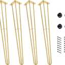 HONG SHENG 36Inch Reinforce Hairpin Table Legs(Golden, 4PCS) Metal Table Legs,1300lbs Mid-Century Style for Coffee Table Legs,Dresser Legs Night Stand Desk BenchDesk