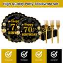 96Pcs 60th Birthday Party Tableware Set,Back in 1965 Birthday Party Decorations Supplies, Disposable Black and Gold 60th Birthdays Paper Plates Napkins Forks Favors for Men Women, Serve 24