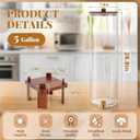 FillTouch 1 Pack 5 Gallon Glass Drink Dispenser with Acacia Wood Stand and Lid, Large Glass Beverage Dispenser with Spigot Perfect for Juice, Tea, Sangria, Lemonade, Weddings, Party, Outdoor Events