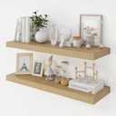 30 Inch Floating Shelves, 9.3" Deep Floating Shelf Wall Mounted, 30" Wall Shelves, Rustic Deep Bookshelf, Large Display Shelves & Storage Shelves for Bedroom, Living Room, Oak, Set of 2