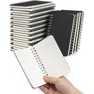 Dynta Mini Spiral Notebooks 3x5 Bulk, Pocket Notebooks Memo Pads 30 Packs, Small Notepads Black Cardboard Cover for Men, Women, Kids, Home, Office, School, Travel (60 Sheets/120 Pages)