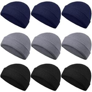 Geyoga 8  Pieces Winter Beanie Hats Trawler Short Beanie Watch Hat Warm Knit Fisherman Skull Cap for Men Women, 8 Colors