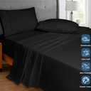 Royale Linens 100% Organic Cotton Full Flat Sheet Only - Super Soft - Percale Top Sheets - Full Flat Sheet Sold Separately - Breathable, Cool & Crisp Black Sheets Only (81" x 96", Black)