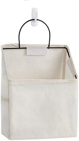 Fantasyon Wall Hanging Storage Bag, Waterproof Over The Door Closet Organizer Hanging Pocket Linen Cotton Organizer Box Containers for Bedroom, Bathroom (White) (1-Pack)