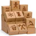 45pcs 4x4x2.5in Christmas Cookie Boxes, Brown Kraft Treat Boxes with Window, Small Xmas Bakery Boxes for Holiday Party Favor Pastries, Cupcakes, Cookies, Donuts, Gift Wrapping