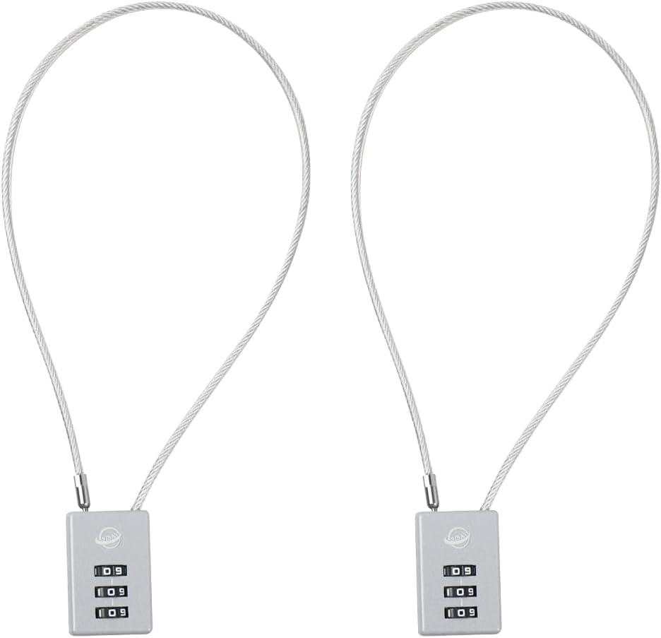 3 Digit Cable Combination Lock 16 inches Cable for School Gym Locker,Filing Cabinets,Helmet,Toolbox,Luggage Suitcase,knapsack,Grey 2Pack