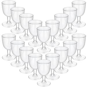 Didaey 48 Pcs Disposable Plastic Wine Glasses 5 oz Party Wine Cups Hard Plastic Drinking Glasses with Stem Stackable Stemmed Goblets for Champagne Dessert Wedding Home Toasting(Clear)