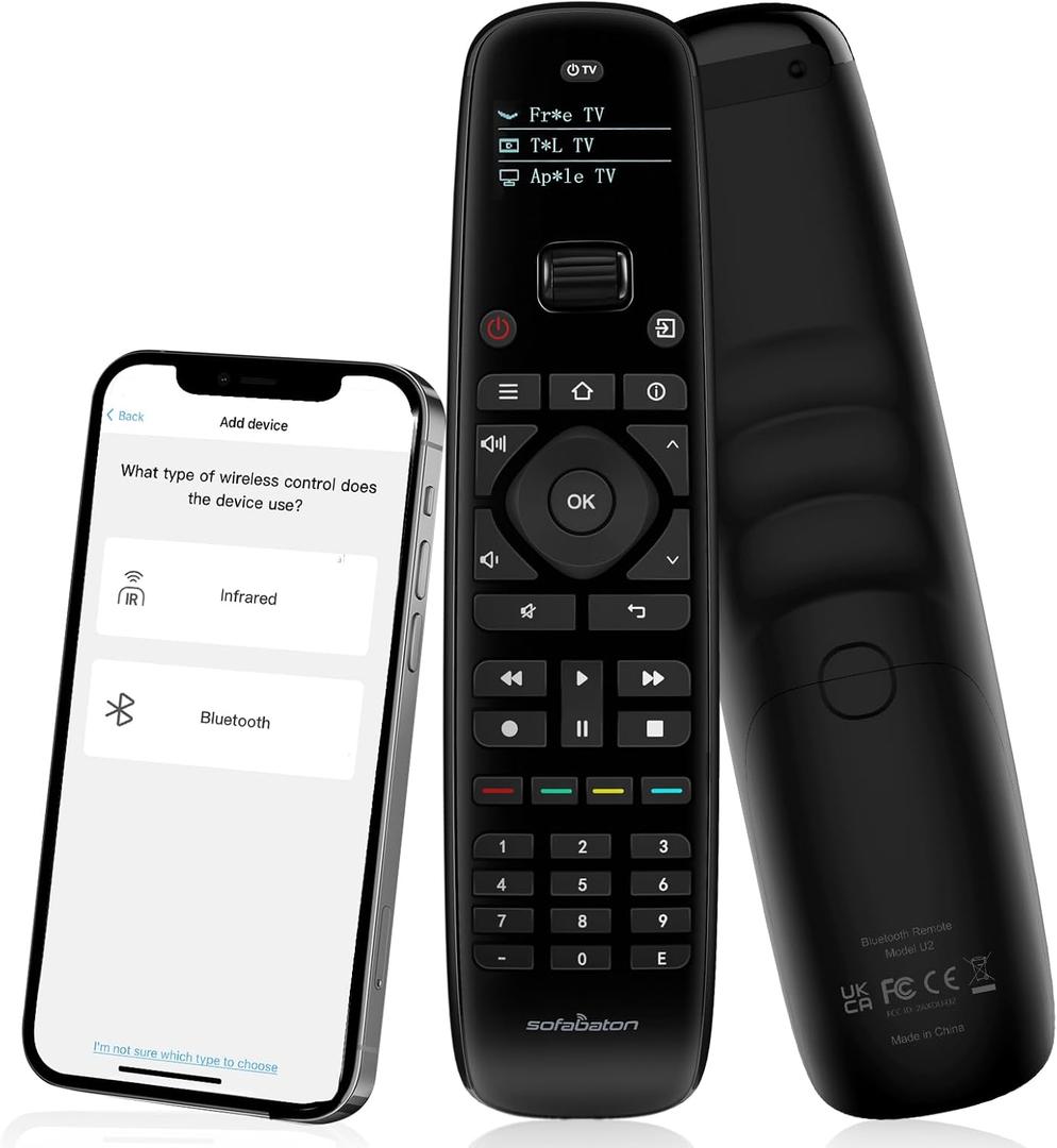 SofaBaton U2 Universal Remote (with Backlight), All-in-One Smart Universal Remote Control with Customized APP for TV/Sound bar/DVD/Blu-ray/Projector and More, Macro Buttons & Extended Infrared Range