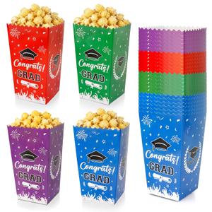 jeowicti 24 Pcs Graduation Popcorn Boxes Grad Party Favors Supplies Table Decor 2026 Graduation Decorations Candy Goodie Boxes Popcorn Bucket Bags Containers