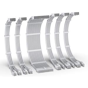 EZDIY-FAB PSU Cable Extension Kit,16AWG Power Supply Extension Cable,1x24Pin/2x4+4 EPS/3x6+2 PCI-E,Custom PC Sleeve Cable 300MM with Combs-All White