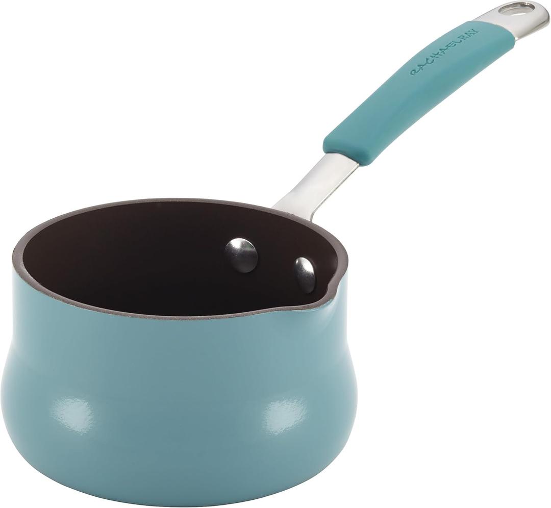Rachael Ray Cucina Nonstick Butter Warmer, Hard Porcelain Enamel Aluminum, 0.75-Quart, Agave Blue - 16346