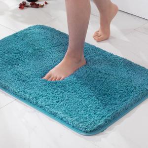 MIULEE Bath Mat Non Slip Absorbent Bathroom Soft luxurious Shower Small Mat Doormat Inside Rugs Kitchen Rugs Carpet Mat Washable for Bathroom Bedroom Kitchen Entrance 40x60 cm Blue Green