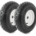 (2-Pack) 16x6.50-8 Tubeless Tires on Rim - Universal Fit Riding Mower and Yard Tractor Wheels - With Chevron Turf Treads - 3” Offset Hub and 3/4” Bearings - 4 Ply with 615 lbs Max Weight Capacity