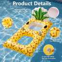 Hungdao Inflatable Pool Float Lounger for Adults Chair Floaties with Drink Holder Mount Backrest Foot Rest Cooler Lake Swim Water Floating for Beach Party, Pineapple