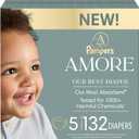 Pampers Amore, Size 5 (20-37 lbs), 132 Count, Our Best Diaper Hypoallergenic & Fragrance Free, Up to 100% Leakproof, Soft as Cashmere