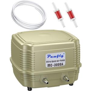 Pawfly Aquarium Air Pump 254 GPH Dual Outlets Fish Tank Air Pump for Tanks up to 300 Gallons Adjustable Quiet Oxygen Pump Fish Tank Aerator with Airline Tubing and Check Valves