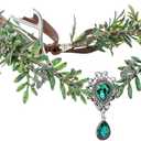 MOSTORY Flower Fairy Crown for Women - Woodland Antler Elf Crown for Renaissance Renfaire Accessories Cosplay Photo Shoot (Green)