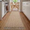 Collive Hallway Runner Rug, 2' x 6' Hand Woven Reversible Washable Entryway Rugs, Tan Cotton Modern Laundry Room Carpet Long Farmhouse Carpets for Bathroom Sink Foyer Bedroom