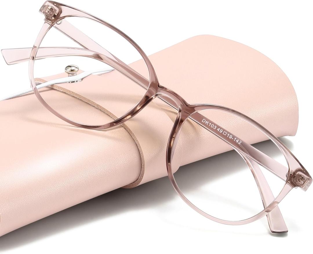 miyya Blue Light Blocking Glasses Women, Fashion Round Transparent Anti Blue Light Glasses with Anti Eyestrain & UV Glare (*Flesh Pink)