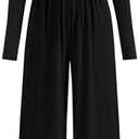 PRETTYGARDEN One Piece Jumpsuits for Women Dressy Casual Long Sleeve Crewneck Wide Leg Romper Overalls Fall Outfits 2026, L