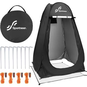 Sportneer Pop Up Privacy Shower Tent, Portable Changing Room Pop Up Changing Tent 75inches x 47inches x 47inches Shower Tent with Carry Bag for Camping & Beach, Easy Set Up, Foldable (Black)