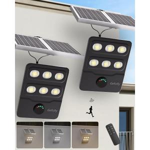 Gefolly FL-10000W Solar Street Light Outdoor, Flood Security Parking Lot, 2 Pack