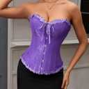 SZIVYSHI Corset Tops for Women, Bustier Shapewear Lingerie, Lace Waist Push Up Bodysuit (Purple, M)