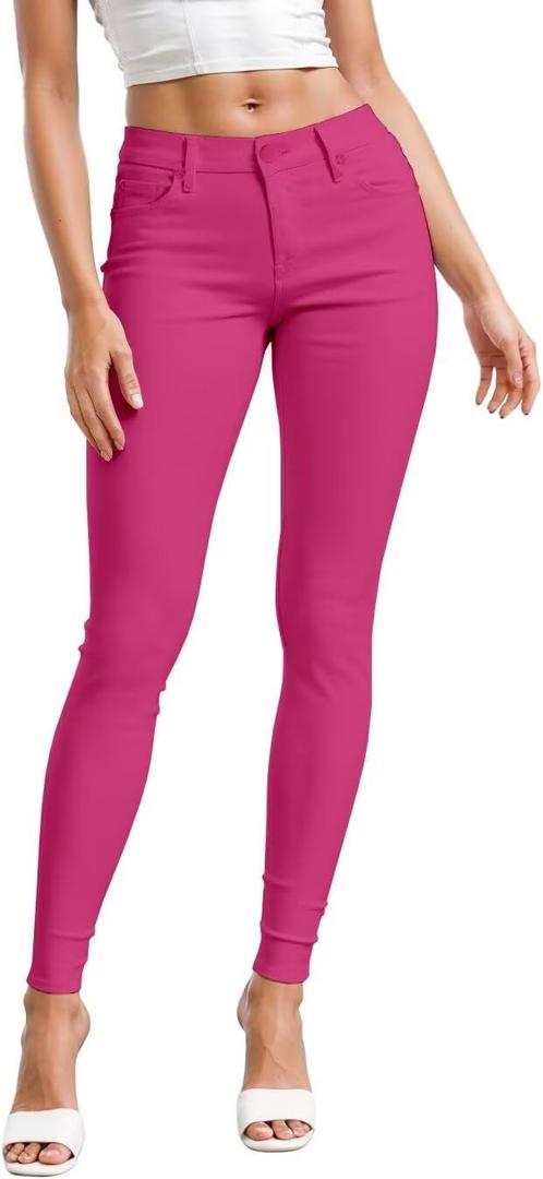 Hybrid & Company Womens Hyper Ultra Stretch Comfy Skinny Leg Work Casual Pants (Large Long, Fuchsia)
