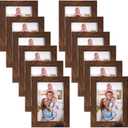 Giftgarden 3.5x5 Picture Frame Brown 12 Pack, Rustic Walnut 3.5 x 5 Photo Frames Bulk for Desktop Display or Wall Mount
