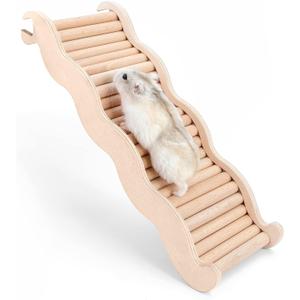 Niteangel Hamster Climbing Toy Wooden Ladder Bridge for Hamsters Gerbils Mice and Small Animals (Large - 10.35'' L)