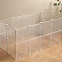 Transparent Clear Small Animal Playpen, Guinea Pig Cages, Puppy Dog Playpen, Pet Playpen, Rabbit Bunny Indoor Outdoor Fence Pen Enclosure, White Clear Plastic Playpen,12 X 12 Inch, 24 Panels