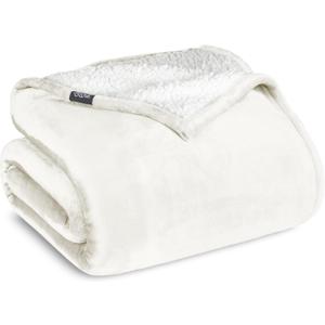 Bare Home Sherpa Fleece Blanket - King Size - Blanket for Bed, Sofa, and Couch - Warm & Lightweight - Fluffy & Soft - Reversible (King, Cream)