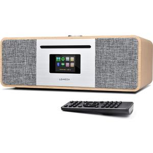 LEMEGA MSY5 CD Player,FM Digital Radio, Internet Radios, Spotify Connect, Bluetooth Speaker Stereo Sound, USB Player, USB Charging,Clock Alarms,Remote & App Control  White Oak Finish