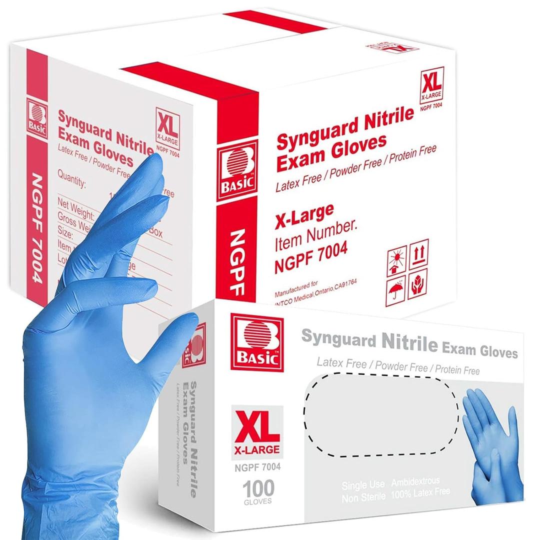Jointown Basic Nitrile Exam Gloves, Medical Blue Gloves Disposable Latex Free Powder-Free For Exam, Food Prep, Cleaning, X-Large Case Of 1000, XL, NGPF7004 (Blue, XL)