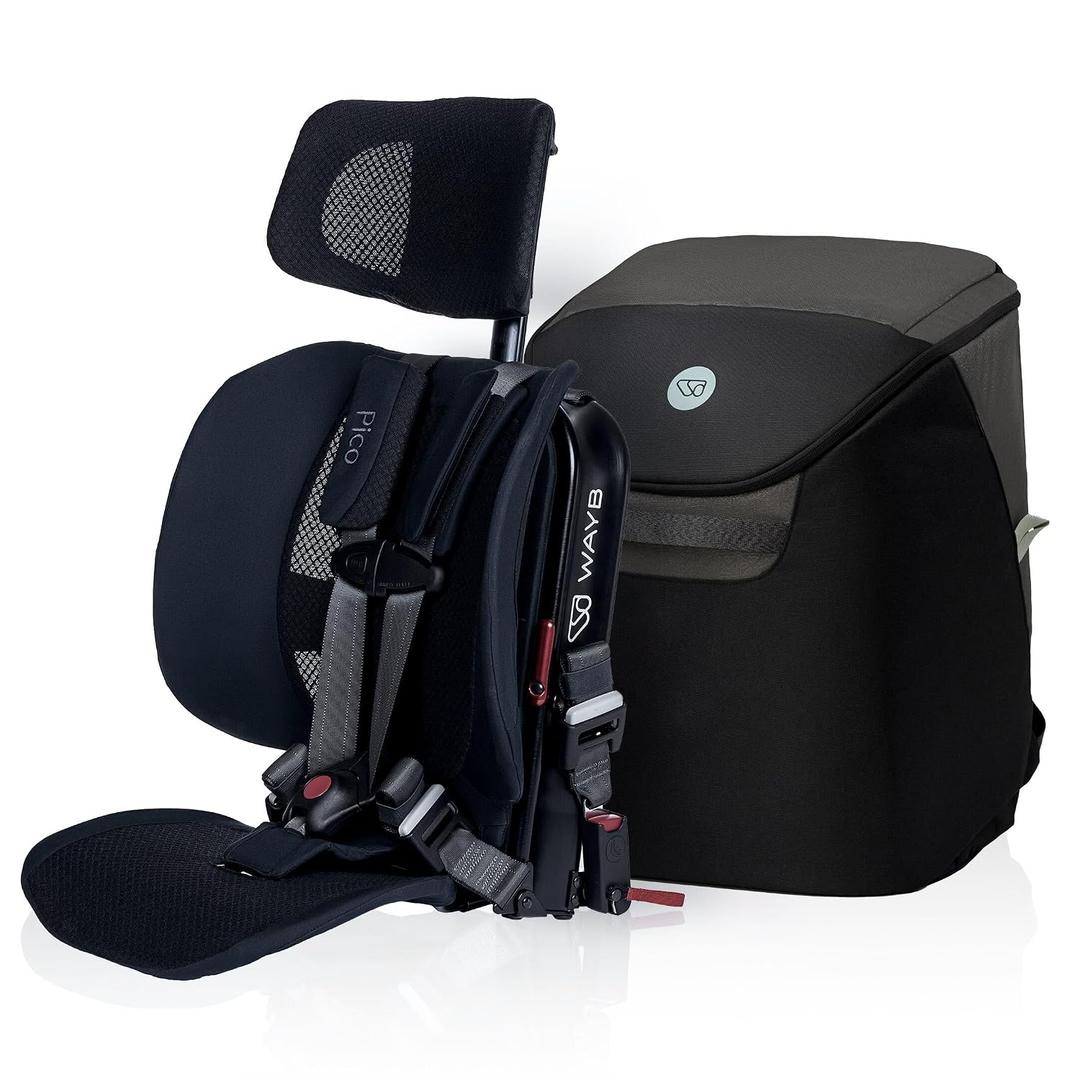 WAYB Pico Travel Car Seat with Premium Carrying Bag- Lightweight, Portable, Foldable - Perfect for Airplanes, Rideshares, and Road Trips - Forward Facing for Kids 26.550 lbs and 33.545",  Manufactured in 01/24/2026