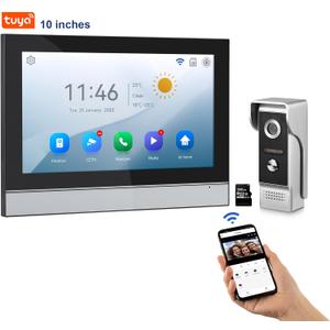 WiFi Wired Video Doorbell System (Wiring Required), 10 Inch High-Definition Monitor +Ring Camera, Support Two-Way Intercom Tuya APP Remote Control & 1080P IR Night Vision for Villa Home Apartment WiFi Wired Video Doorbell System (Wiring Required), 10 Inch High-Definition Monitor +Ring Camera, Support Two-Way Intercom Tuya APP Remote Control & 1080P IR Night Vision for Villa Home Apartment