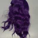 Dark Purple Wig Short Purple Wavy Curly Wig with Air Bangs for Women Heat Resistant Synthetic Hair with Hair Cap