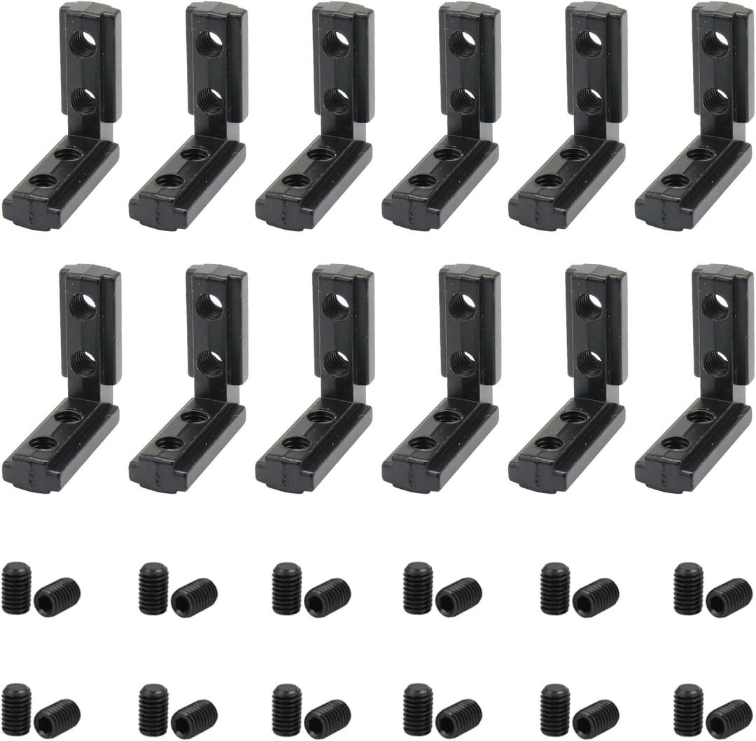 12Pcs Black 10 Series Aluminum Extrusion Profiles 1010 Series L-Shape Interior Corner Connector Joint Bracket with Screws for 10/10 1" x 1" 1 Inch x 1 Inch Extruded Aluminum Profiles