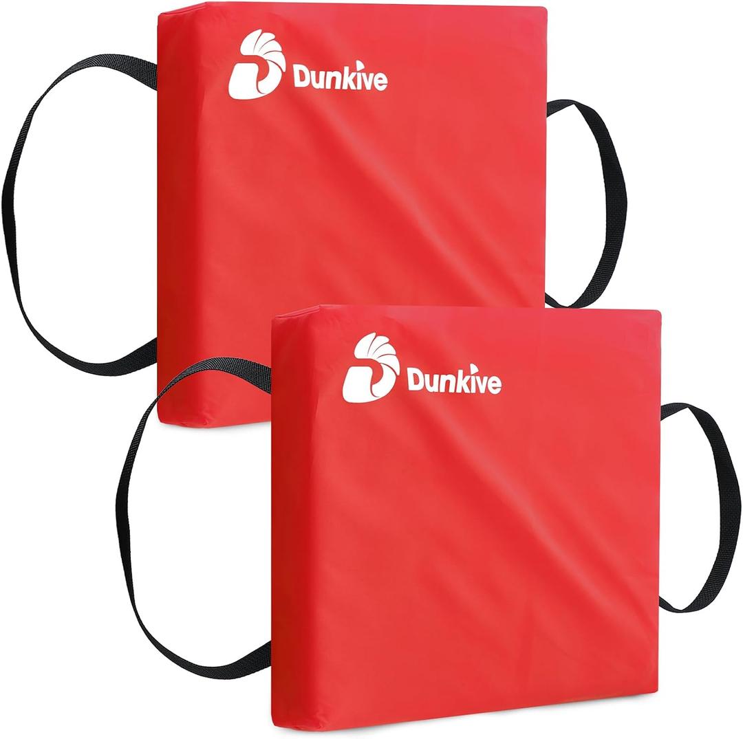 2 Pack Boat Throw Flotation Cushion, USCG Approved, Emergency Marine Throwable Flotation Device, Foam Boat Cushions Life Preserver, Throw Cushions for Boats, Kayaks, Canoes(Red)