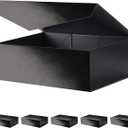 Large Black Collapsible Gift Boxes with Magnetic Closure Lids 13.5x9x4.1 Inches, Groomsmen Proposal Boxes, Rectangle Present Boxes (Glossy Black, 6 Pack)