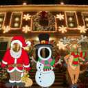 Soaoo 3 Pcs 36" Christmas Yard Sign Snowman Santa Claus Reindeer Photo Props Xmas Outdoor Decorations Large with Stakes Holiday Face Photo Cutout Decorations for Yard Lawn Garden Xmas Gifts