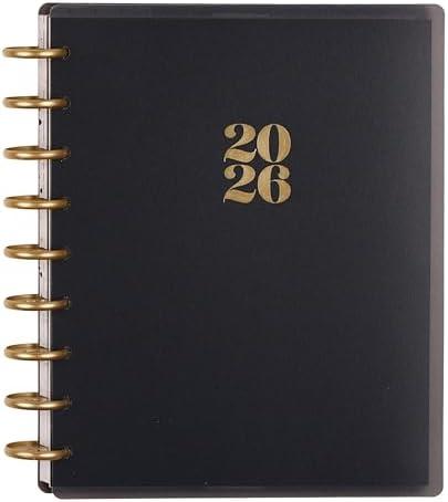 Happy Planner Disc-Bound Planner Jan.–Dec. 2026, Includes 3 Extra Months and 2 Sticker Sheets, Classic Size, 7" x 9.25", Dashboard Layout, Modern Texture