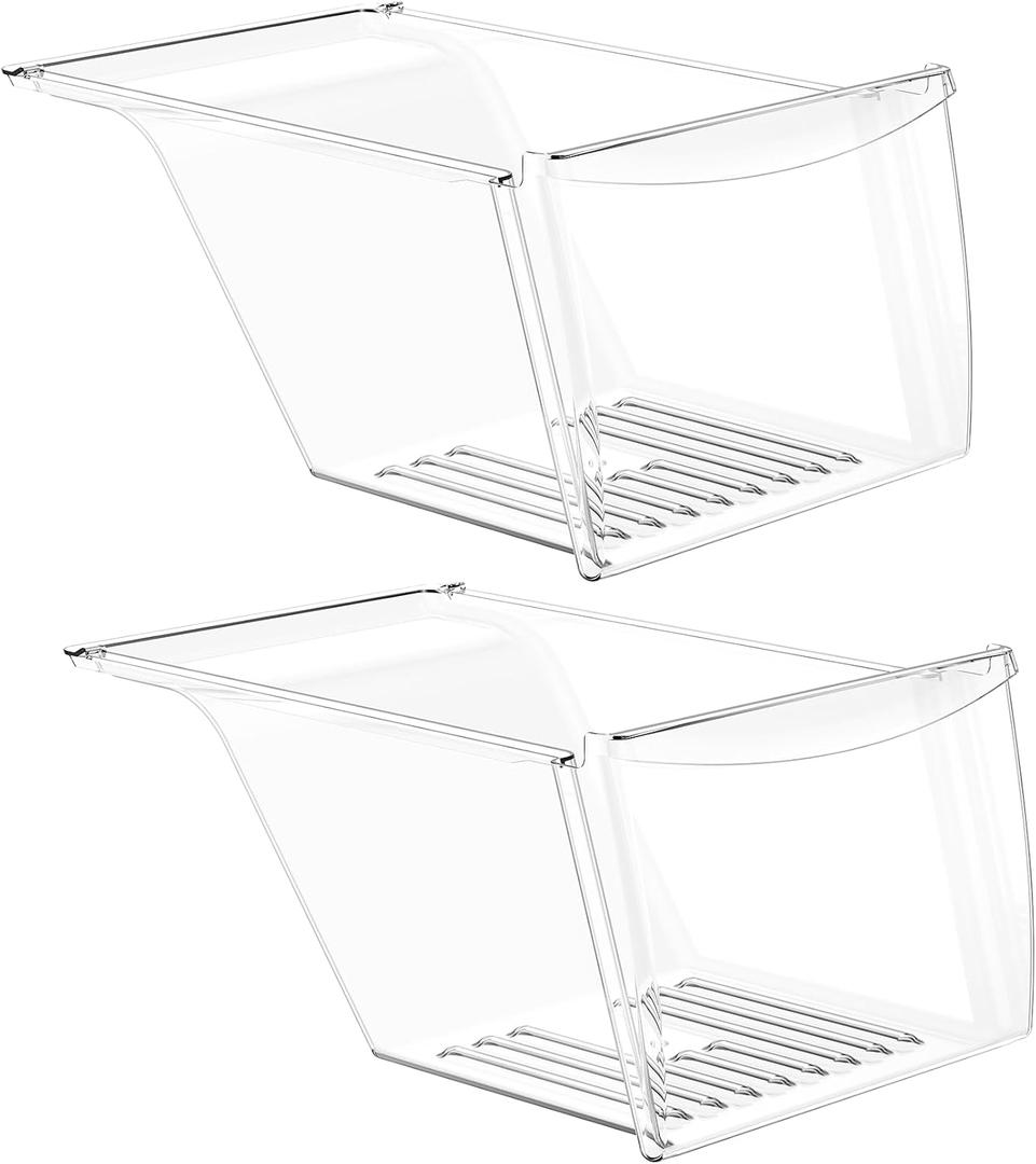 [2 Pack]Upgraded 240337103 Refrigerator Crisper Drawers Bins Suitable For Frigidaire Kenmore Refrigerator,240337103 Crisper Bin Drawer Replacement Drawer Parts AP2115741, 240337100, 240337102