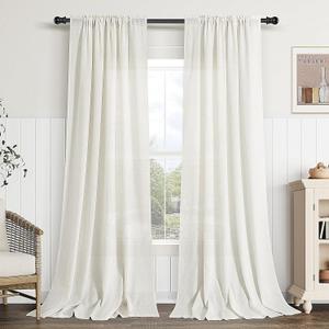 Guken Natural Linen Curtains 84 Inch Length for Living Room Bedroom 2 Panels Set Rod Pocket Light Filtering Semi Sheer Window Curtains 52 Inch Width Boho Farmhouse Linen Drapes Cream Ivory, W52xL84 Guken Natural Linen Curtains 84 Inch Length for Living Room Bedroom 2 Panels Set Rod Pocket Light Filtering Semi Sheer Window Curtains 52 Inch Width Boho Farmhouse Linen Drapes Cream Ivory, W52xL84