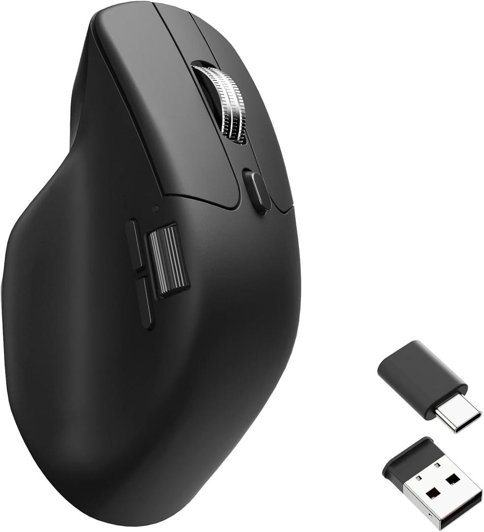 Keychron M6 Silent Wireless Gaming Mouse, 1000Hz, Bluetooth 5.3/2.4GHz/Wired, PixArt 3395 Sensor (26K DPI), 86g, On-Board Memory Profiles for Plug & Play, Programmable for Mac/Windows/Linux – Black